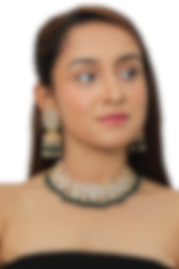 Gold Plated Jadtar Stones Necklace Set by Riana Jewellery at Pernia's Pop Up Shop