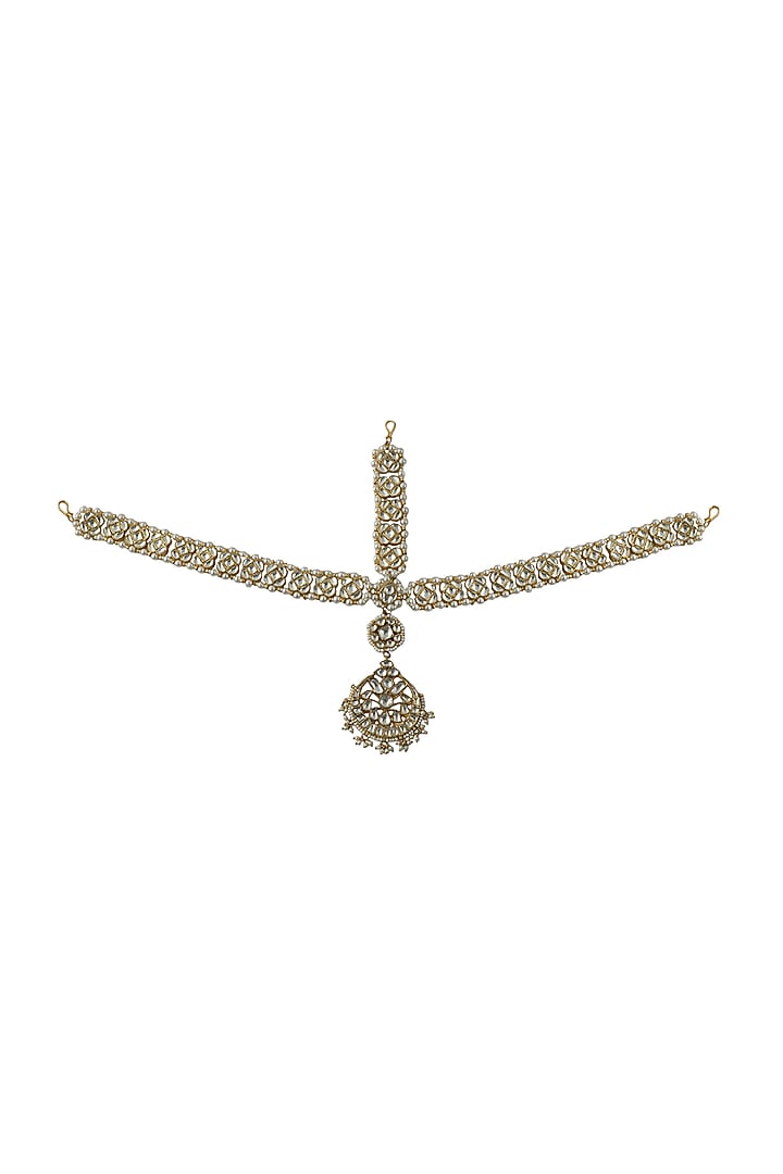 Gold Plated Jadtar Stone Maang Patti by Riana Jewellery at Pernia's Pop Up Shop