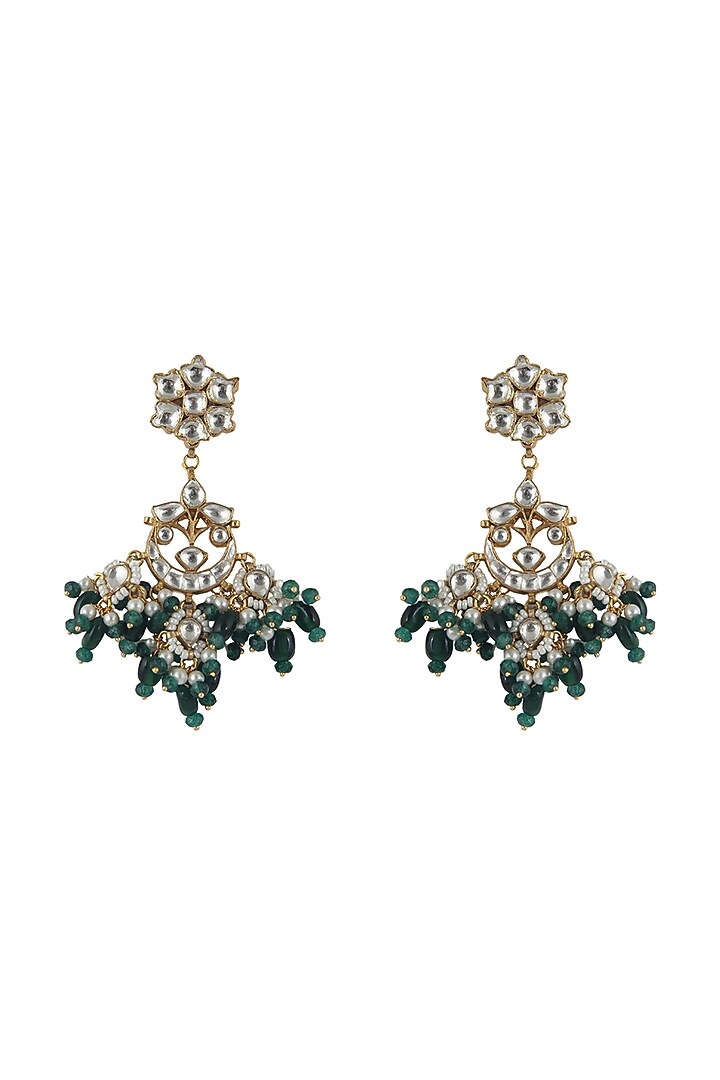 Gold Plated Jadtar Stone Earrings by Riana Jewellery at Pernia's Pop Up Shop