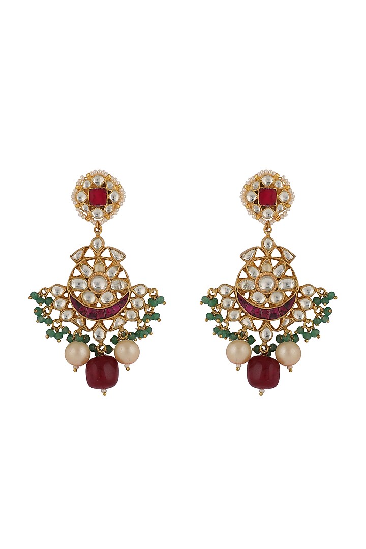 Gold Plated Multi-Colored Stone Floral Earrings by Riana Jewellery at Pernia's Pop Up Shop