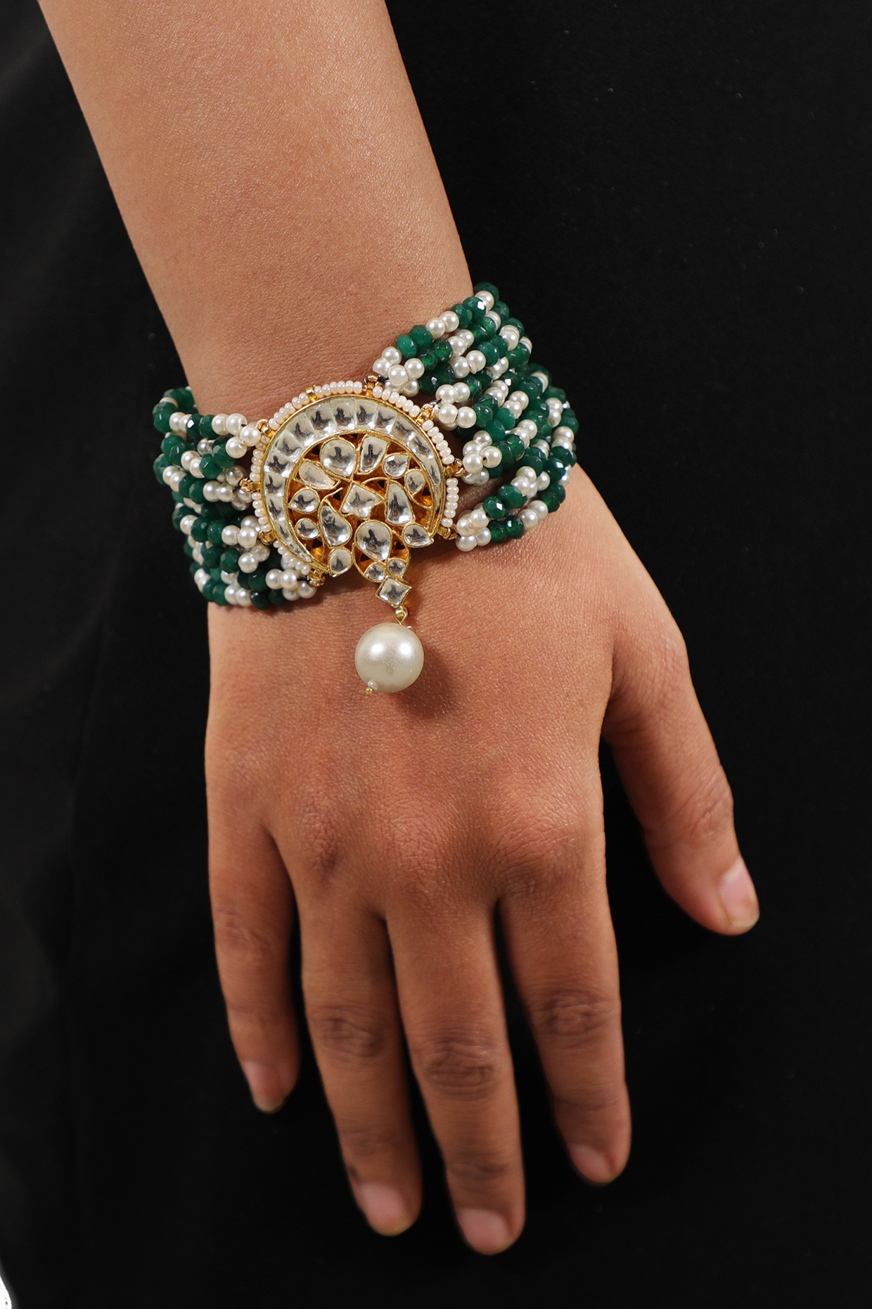 22K Gold Bracelet For Women with Pearls (Mutyam) - 235-GBR3270 in 4.900  Grams