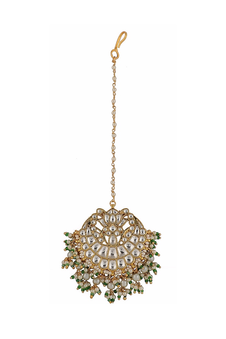 Gold Plated Jadtar & Pearl Maangtikka by Riana Jewellery at Pernia's Pop Up Shop