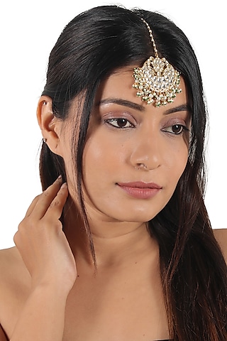 Gold Plated Jadtar & Pearl Maangtikka by Riana Jewellery