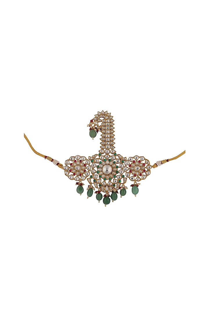 Gold Plated Multi-Colored Jadtar & Pearl Kalangi by Riana Jewellery