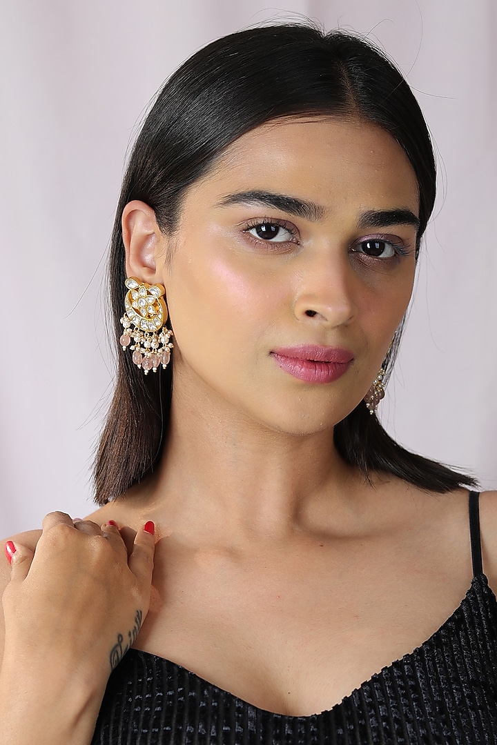 Gold Finish Jadau & Glass Beaded Choker Necklace Set by Riana Jewellery at Pernia's Pop Up Shop