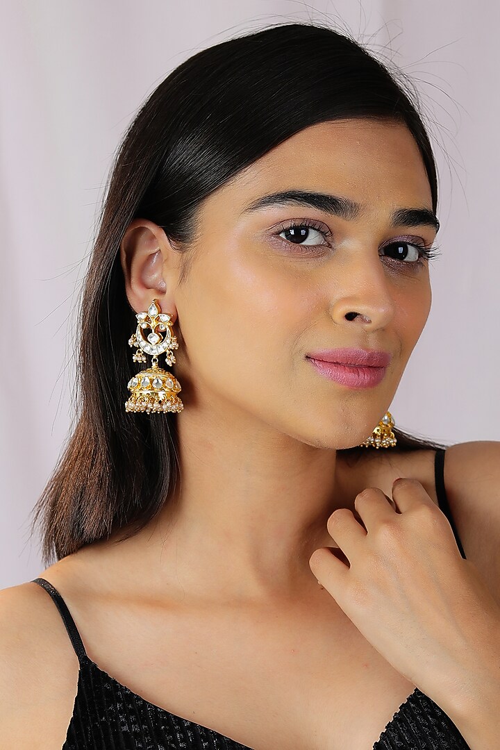 Gold Finish Jadau Choker Necklace Set by Riana Jewellery at Pernia's Pop Up Shop