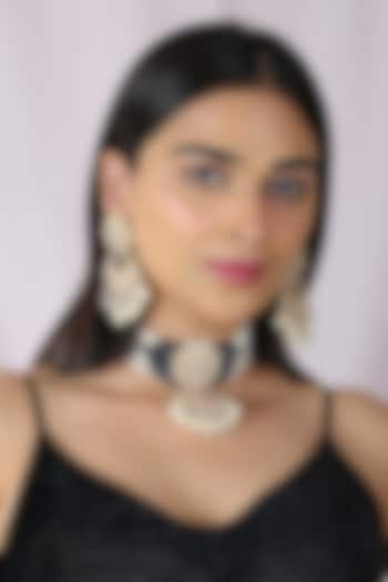 Gold Finish Kundan Polki Choker Necklace Set by Riana Jewellery at Pernia's Pop Up Shop