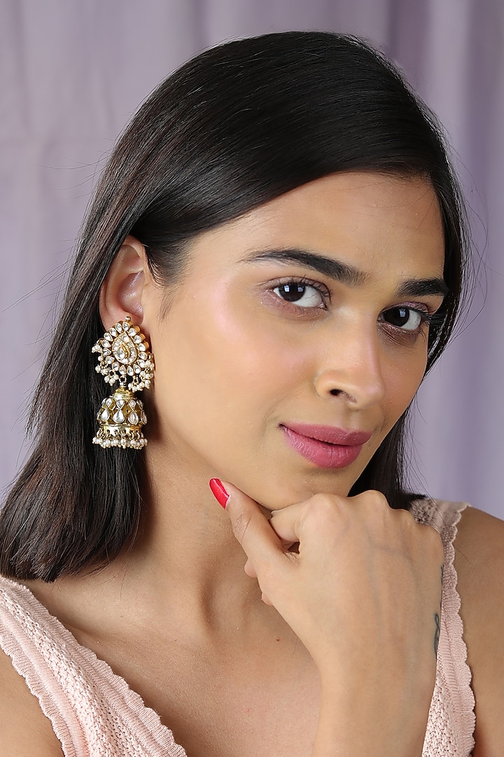 Gold Finish Jadau & Pearl Choker Necklace Set by Riana Jewellery at Pernia's Pop Up Shop