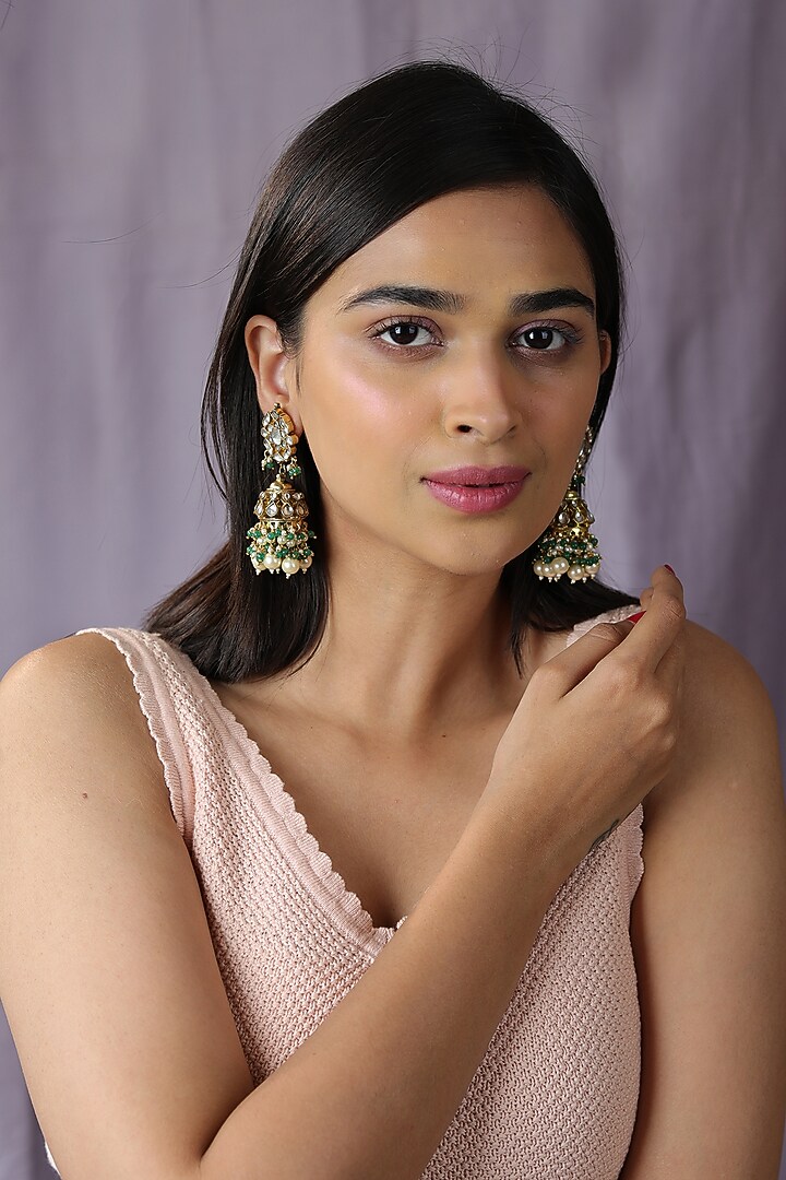 Gold Finish Jadau & Pearl Choker Necklace Set by Riana Jewellery at Pernia's Pop Up Shop