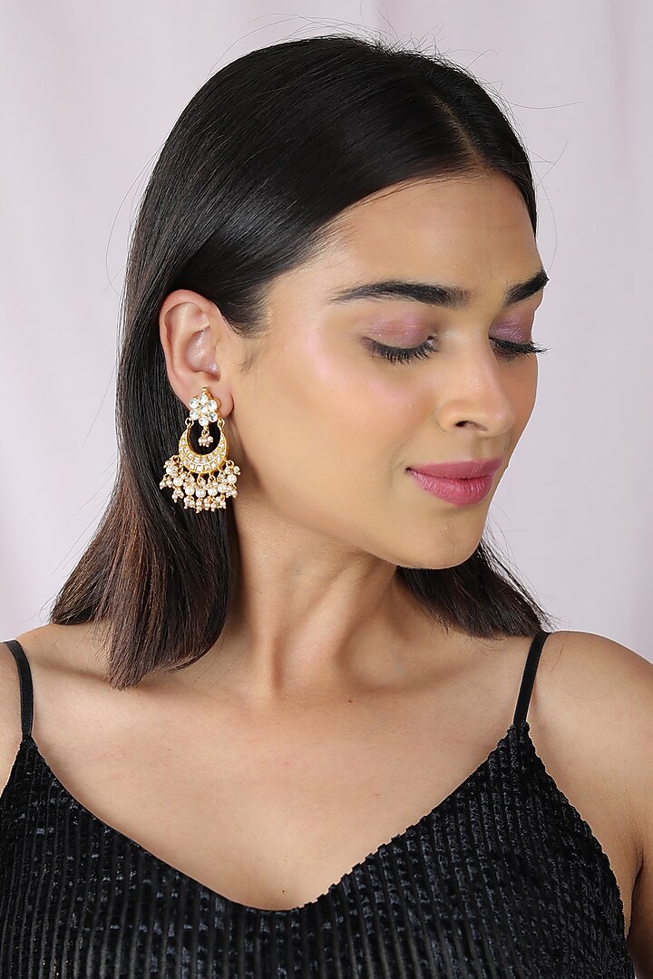Gold Finish Jadau & Pearl Choker Necklace Set by Riana Jewellery at Pernia's Pop Up Shop