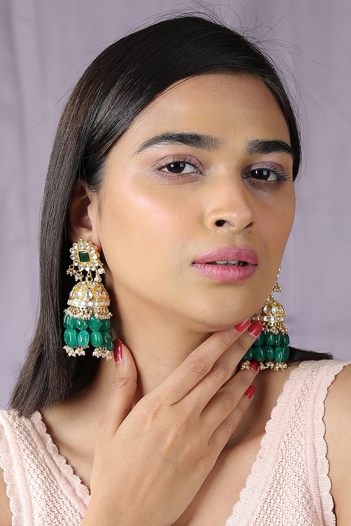 Gold Finish Jadau & Pearl Choker Necklace Set by Riana Jewellery at Pernia's Pop Up Shop