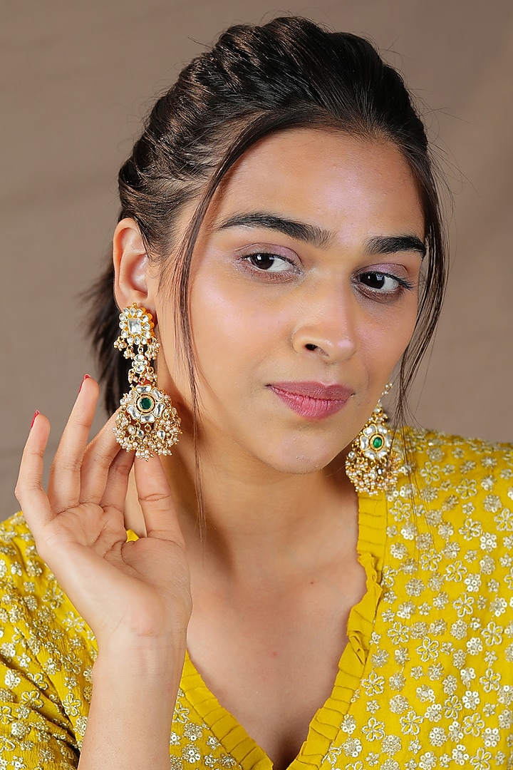 Gold Plated Jadau & Pearl Choker Necklace Set by Riana Jewellery at Pernia's Pop Up Shop