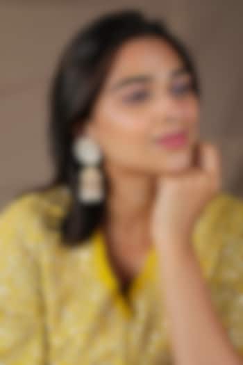 Gold Finish Jadau & Pearl Jhumka Earrings by Riana Jewellery at Pernia's Pop Up Shop