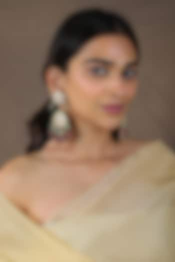 Gold Plated Jadau & Pearl Chandbaali Earrings by Riana Jewellery at Pernia's Pop Up Shop