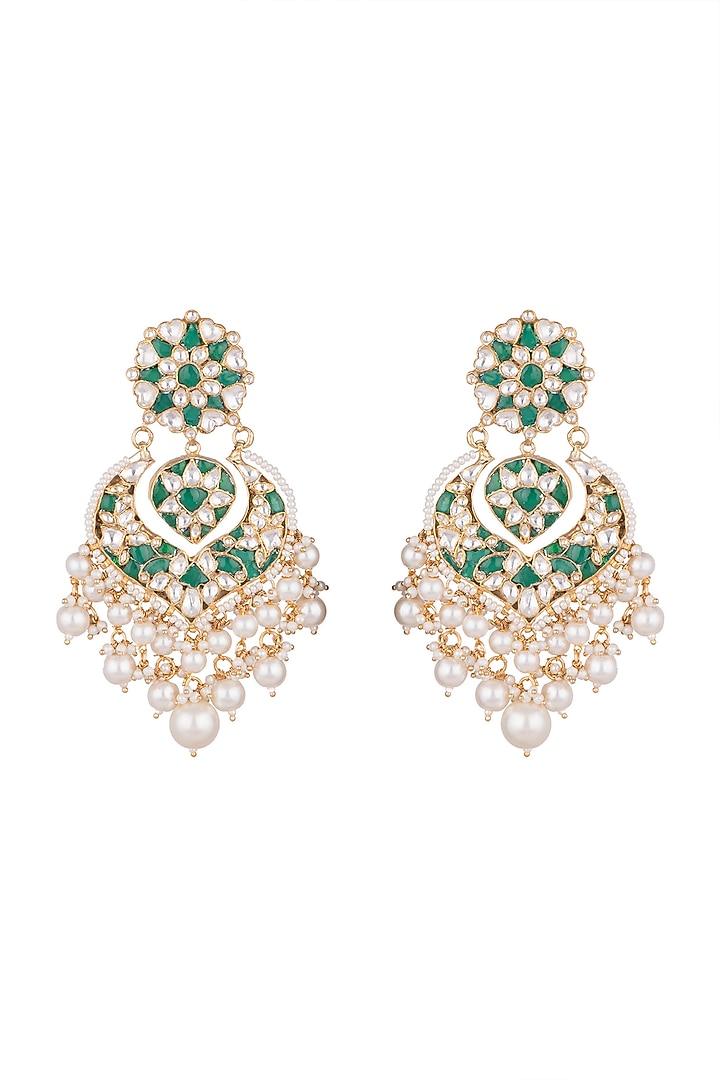 Gold Plated Pearl Drop Chandbali Earrings by Riana Jewellery at Pernia's Pop Up Shop