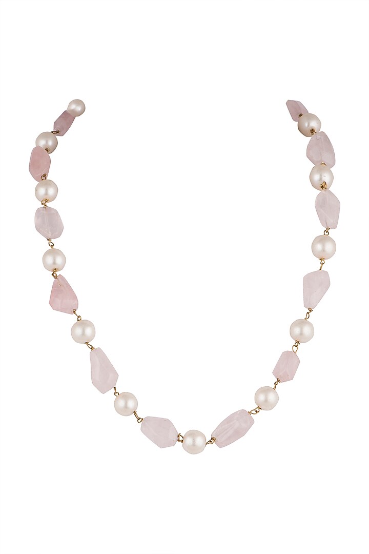 Gold Plated Light Pink Mala Necklace by Riana Jewellery at Pernia's Pop Up Shop