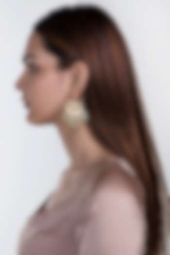 Gold Plated Pearl & Jadtar Stone Earrings by Riana Jewellery