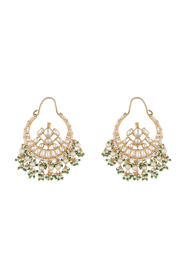 Gold Plated Stone & Pearl Bali Earrings by Riana Jewellery at Pernia's Pop Up Shop
