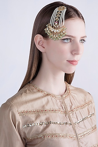 Gold Plated Jadtar Stone Passa by Riana Jewellery