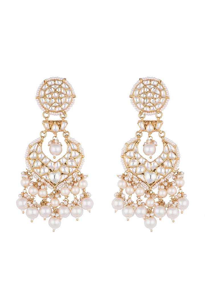 Gold Plated Layered Pearl Earrings by Riana Jewellery at Pernia's Pop Up Shop