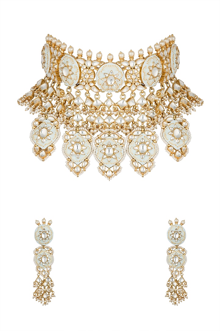 Gold Plated Meenakari Choker Necklace by Riana Jewellery at Pernia's Pop Up Shop