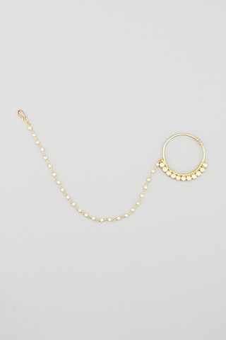 Gold Plated Jadtar Stone Nath by Riana Jewellery