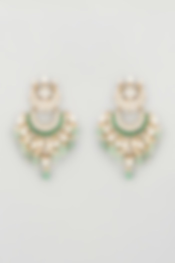 Gold Plated Jadtar Stone Chandbali Earrings by Riana Jewellery