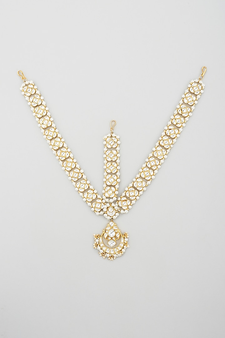 Gold Plated Floral Mathapatti by Riana Jewellery