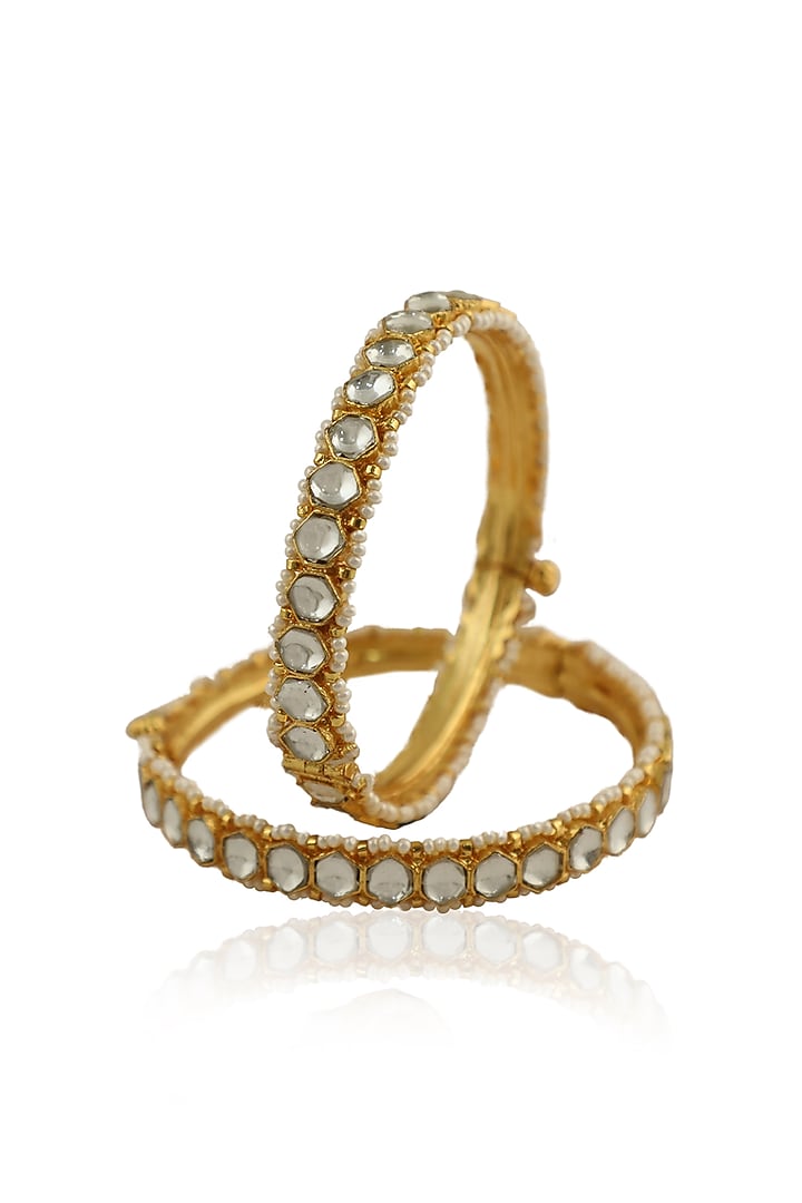 Gold Plated Openable Bangles (Set of 2) by Riana Jewellery at Pernia's Pop Up Shop