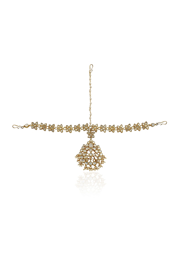 Gold Plated Mother Of Pearl Matha Patti by Riana Jewellery at Pernia's Pop Up Shop