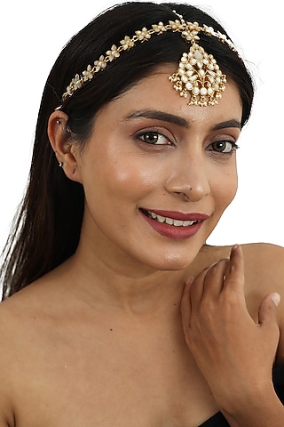 Gold Plated Mother Of Pearl Matha Patti by Riana Jewellery