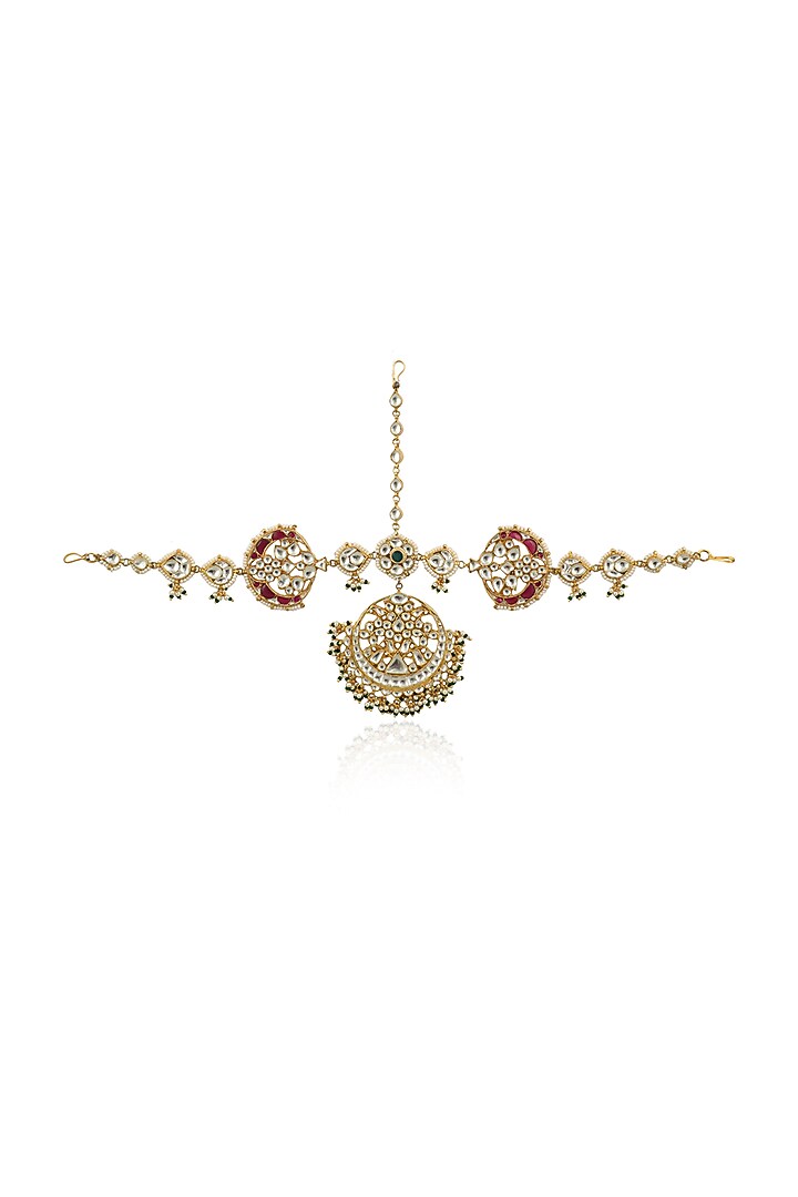 Gold Plated White Stones Matha Patti by Riana Jewellery at Pernia's Pop Up Shop