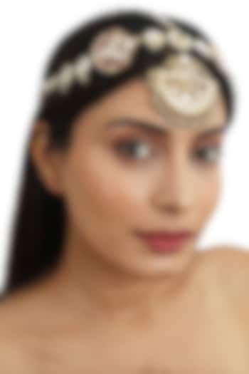 Gold Plated White Stones Matha Patti by Riana Jewellery at Pernia's Pop Up Shop