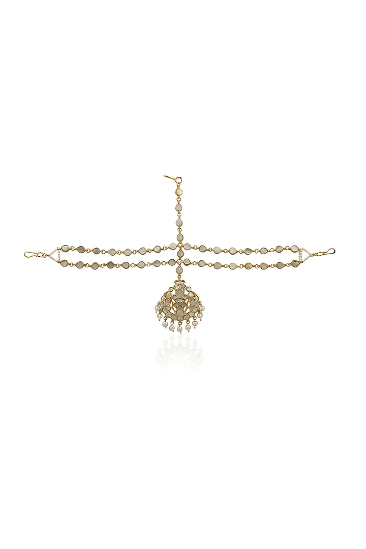 Gold Plated Matha Patti With Mother Of Pearl by Riana Jewellery at Pernia's Pop Up Shop