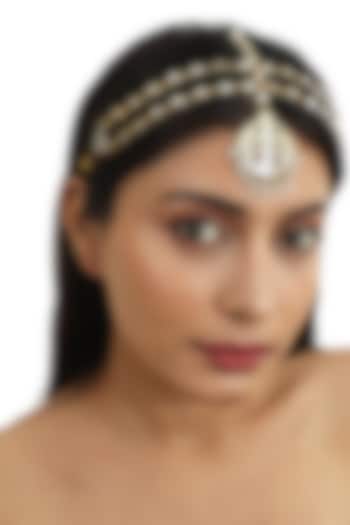 Gold Plated Matha Patti With Mother Of Pearl by Riana Jewellery at Pernia's Pop Up Shop