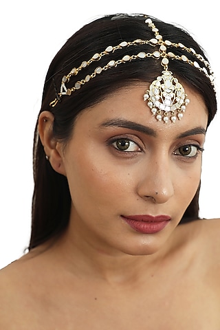 Gold Plated Matha Patti With Mother Of Pearl by Riana Jewellery