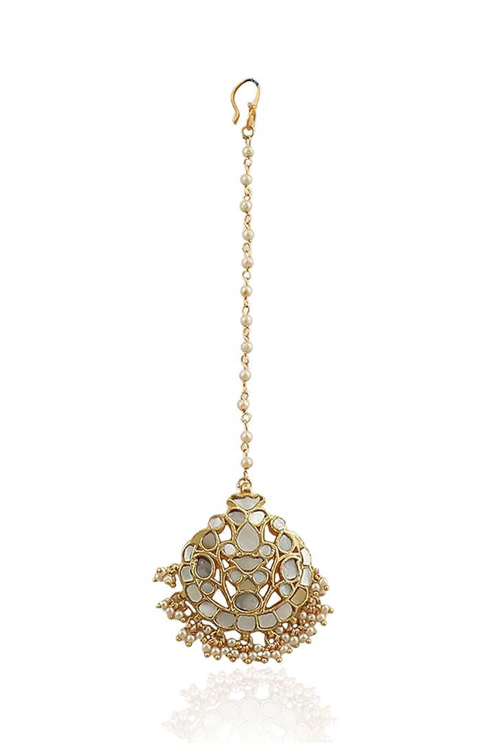 Gold Plated Maangtikka With Mother Of Pearl by Riana Jewellery at Pernia's Pop Up Shop