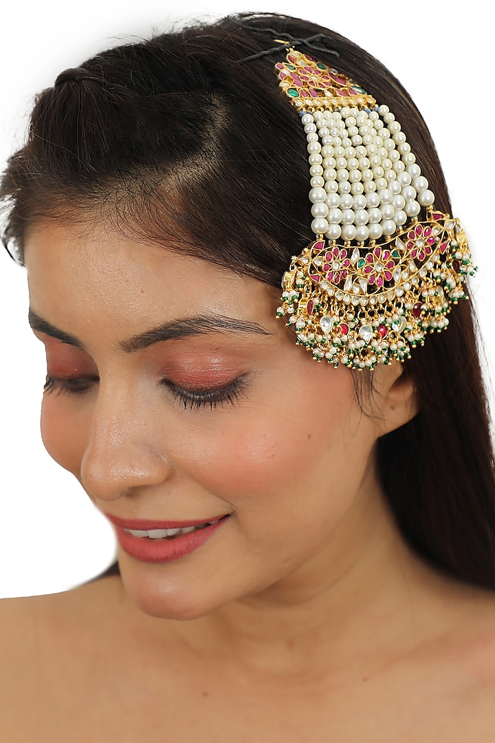 Gold Plated Pearl & Jadtar Stones Passa by Riana Jewellery at Pernia's Pop Up Shop