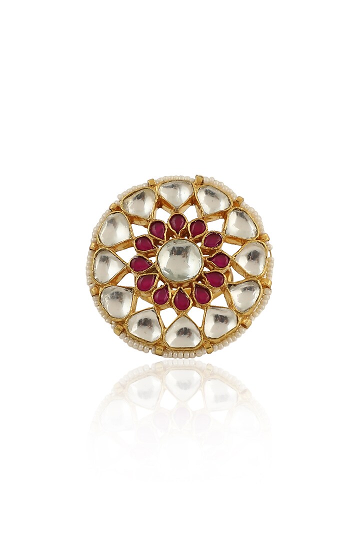 Gold Plated Jadtar Stones Ring by Riana Jewellery at Pernia's Pop Up Shop