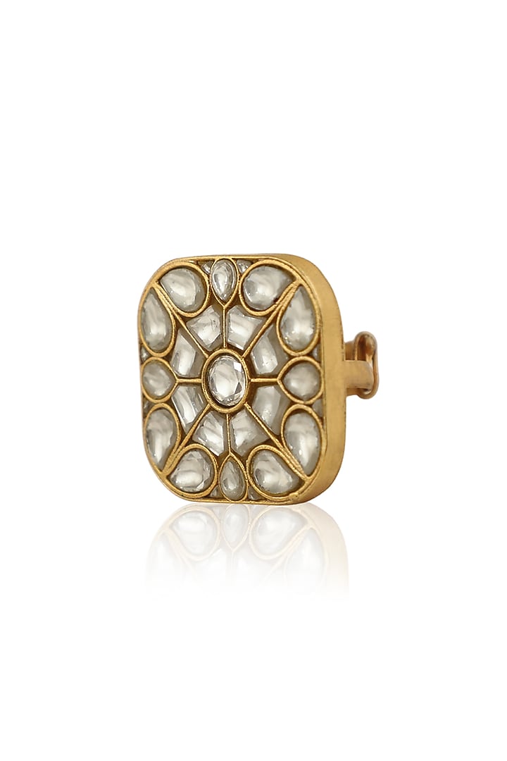 Gold Plated Ring With Jadtar Stones by Riana Jewellery at Pernia's Pop Up Shop