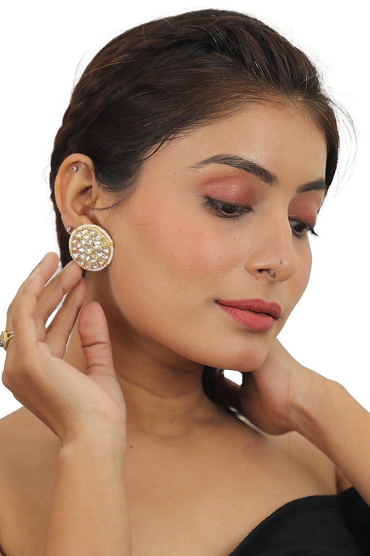 Gold Plated Mother Of Pearl Necklace Set by Riana Jewellery at Pernia's Pop Up Shop