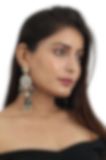 Gold Plated Beaded Meenakari Dangler Earrings by Riana Jewellery at Pernia's Pop Up Shop