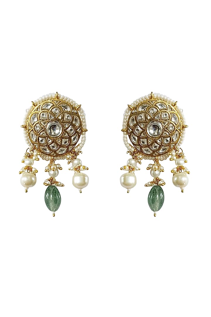 Gold Plated Pearl Stud Earrings by Riana Jewellery at Pernia's Pop Up Shop