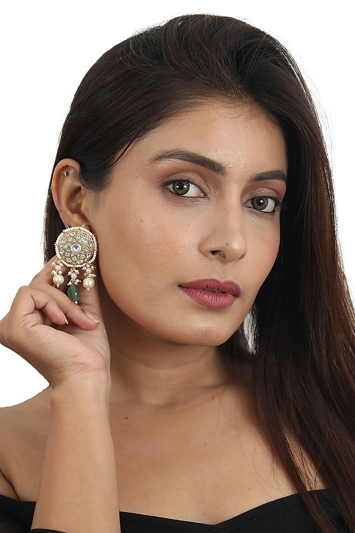 Gold Plated Pearl Stud Earrings by Riana Jewellery at Pernia's Pop Up Shop