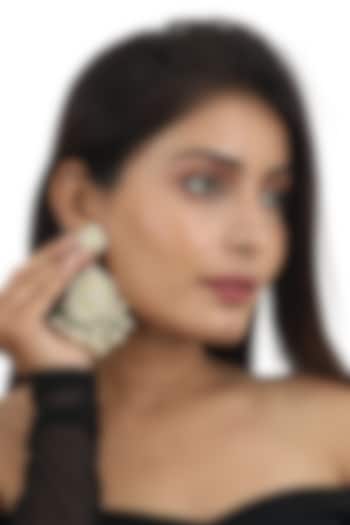 Gold Plated Sea Green Beaded Meenakari Dangler Earrings by Riana Jewellery at Pernia's Pop Up Shop