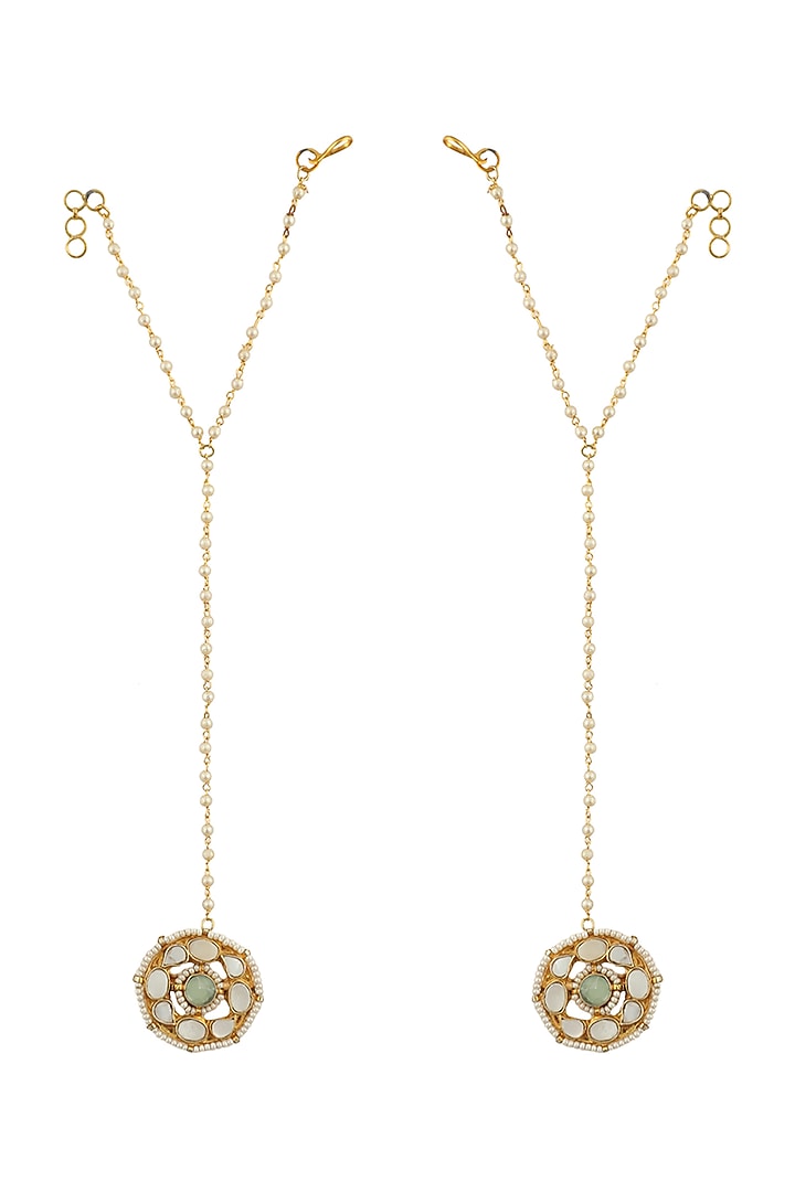 Gold Plated Stone Haathphools (Set of 2) by Riana Jewellery at Pernia's Pop Up Shop