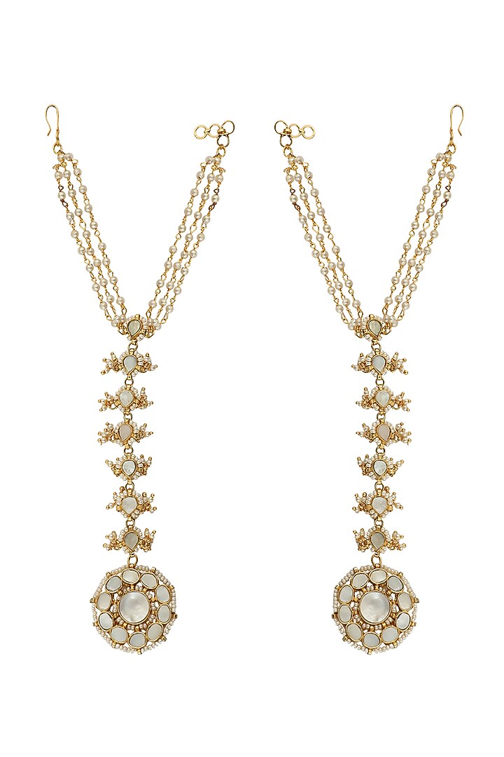 Gold Plated Mother Of Pearl Haathphools (Set of 2) by Riana Jewellery at Pernia's Pop Up Shop