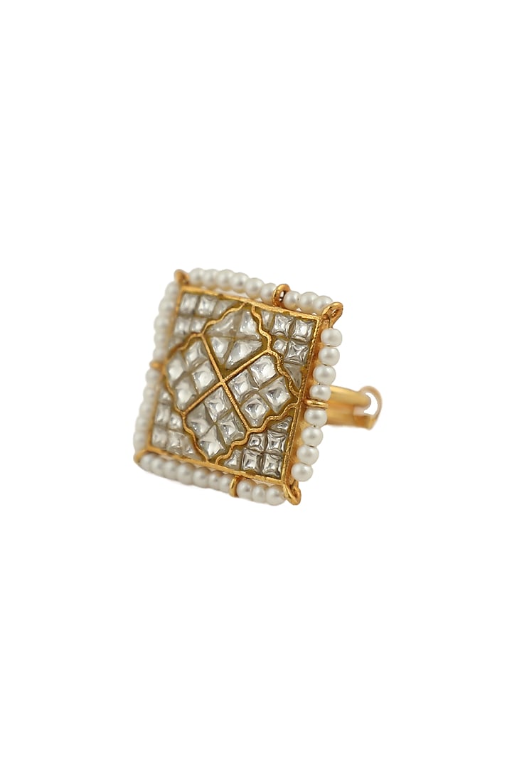 Gold Plated Pearl Ring by Riana Jewellery at Pernia's Pop Up Shop