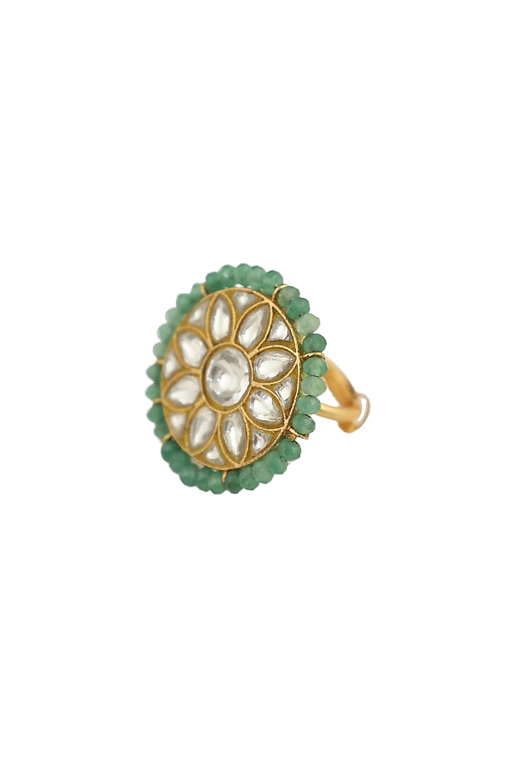 Gold Plated Jadau Ring by Riana Jewellery at Pernia's Pop Up Shop