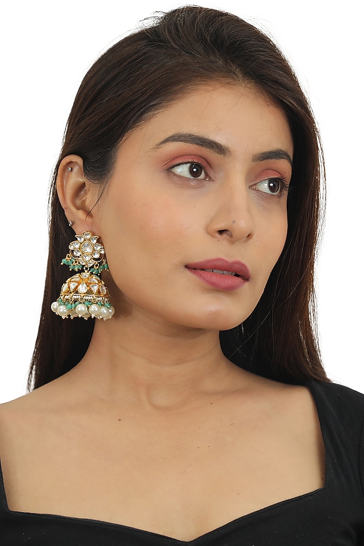 Gold Plated Stone Choker Necklace Set by Riana Jewellery at Pernia's Pop Up Shop